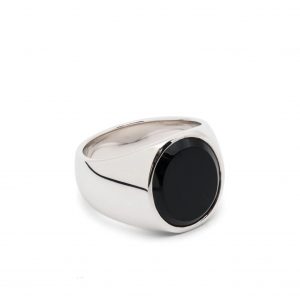 Oval onyx-stone silver ring