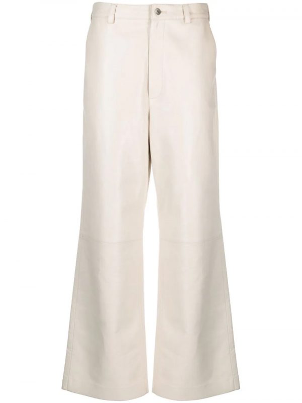 cream tailored leather pants