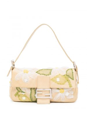 floral-embroidered baguette