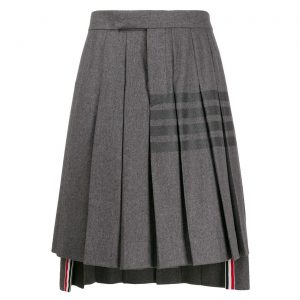 knee-length pleated 4-Bar striped skirt