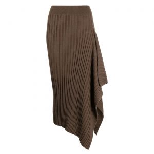 ribbed-knit draped midi skirt